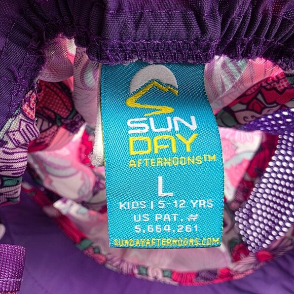 Sunday Afternoons Kids Play Hat Large Purple Multicolor UPF 50+ Floral Outdoor - Picture 7 of 7